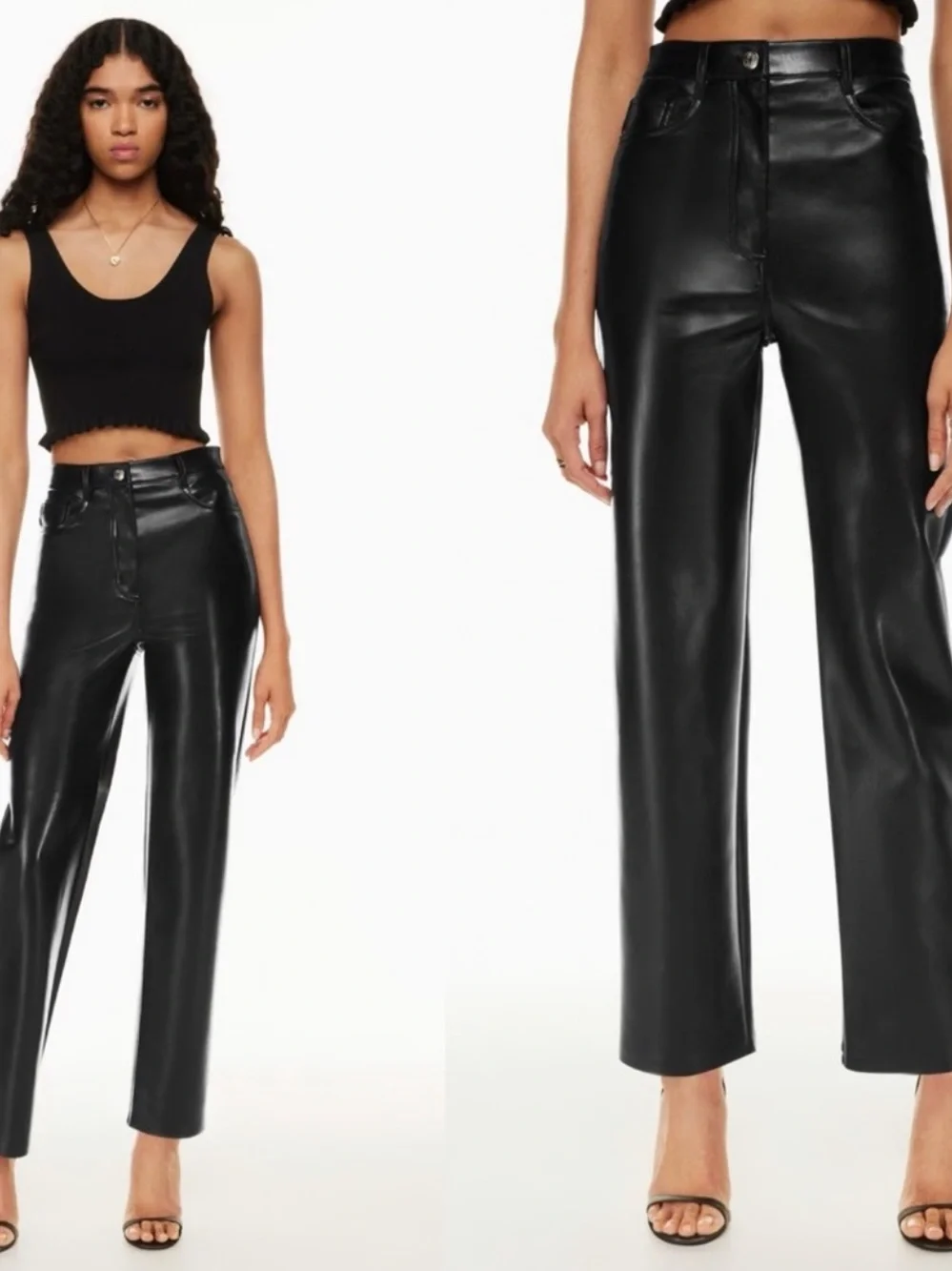 WILFRED Melina High-Rise Faux Leather Straight-Leg Pants in Black Size 6 — NWT!